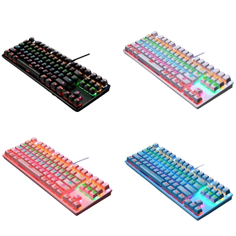 

Wired Color Light Keyboard Computer Game Mechanical Keyboard Luminous K550 Green Axis Punk Electroplating Knob