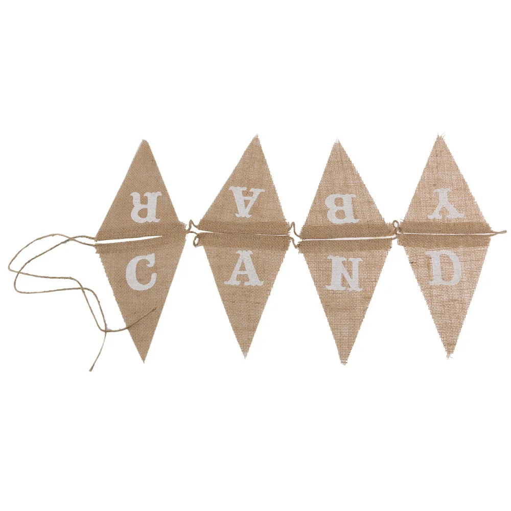 

8pcs CANDY BAR Burlap Flag Banner Wedding Party Decoration Bunting (Brown)