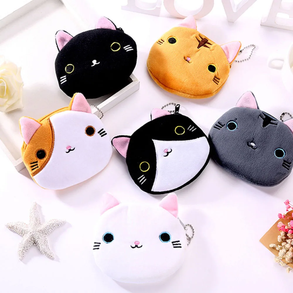 1 шт., 6 цветов, Kawaii Cat, кошелек для монет на молнии, высокое качество, сумка для хранения денег, 10 см, брелок, Подарочный кошелек, мини-карман, сумка для монет