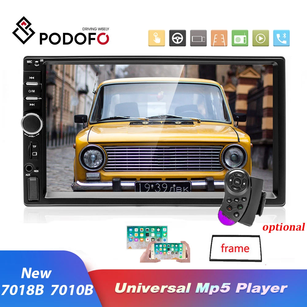 

Автомагнитола Podofo, 2 Din, Android 8,1, 7-дюймовый автомобильный мультимедийный плеер, Bluetooth, автомобильная аудиосистема, USB, FM, Android, IOS, MirrorLink, 2Din, аудио...
