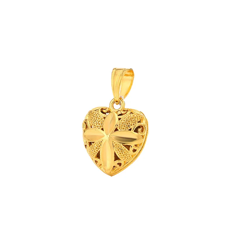 

Fashion Heart-Shaped Necklace Pendant 18K Gold Women Wedding Engagement Jewelry Yellow Gold Clavicle Chain Pendant for Necklace