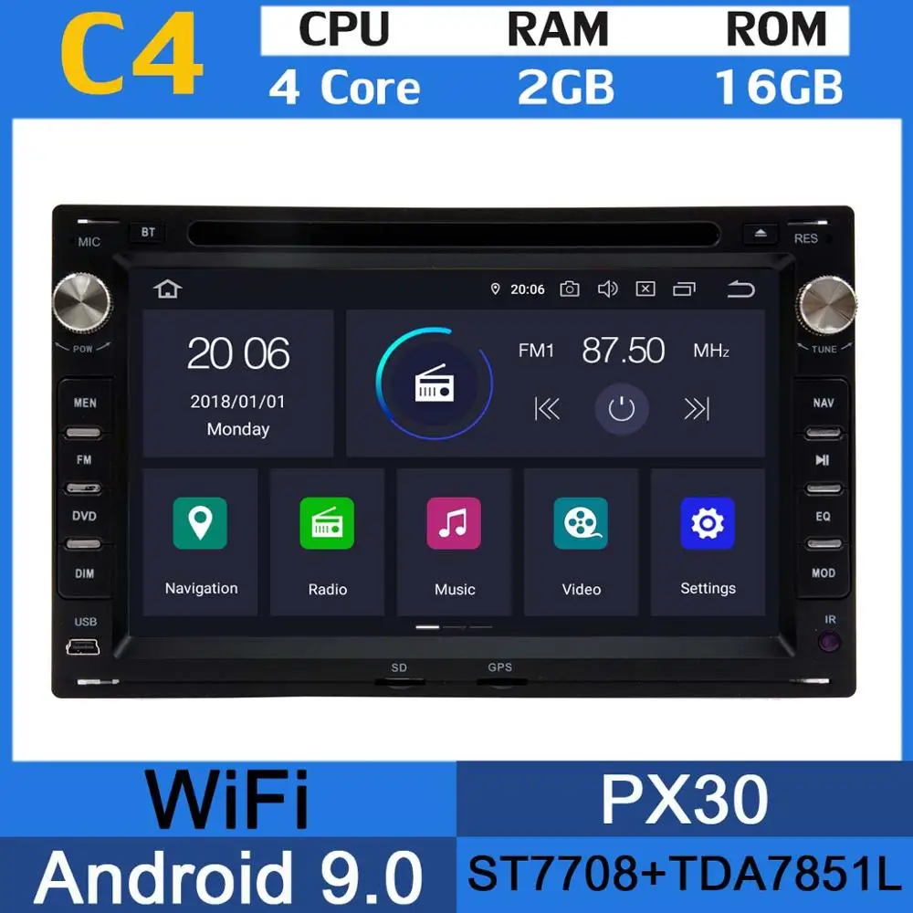 4Core 2G RAM 16G PX " Android 9,0 PX6 4G+ 64G Автомобильный DVD для шкода Octavia VW Volkswagen для Golf, jetta, POLO SHARAN Passat b5 Golf T4 T5 Seat Ibiza Radio gps - Цвет: 4Core 2G RAM 16G PX