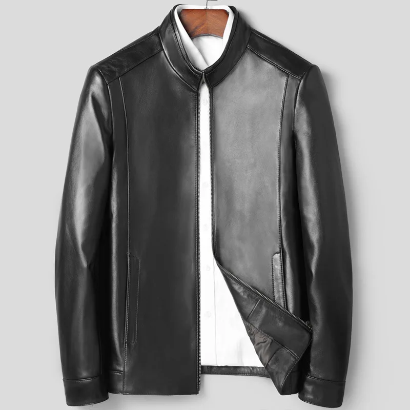 

Для Мужчин's Винтаж в байкерском стиле и стиле ретро байкерская куртка мужской из натуральной овечьей кожи Куртки из натуральной кожи