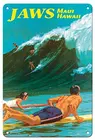 Челюсти-Maui, Гаваи-большой волны серфинга-гавайский от CAS Allen c.1950s металлический жестяной знак