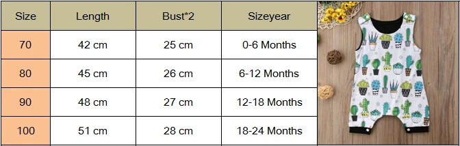 Brand Cute Newborn Infant Baby Boy Girl Kids Cactus Romper Jumpsuit Cotton Clothes Outfit Summer Sunsuit