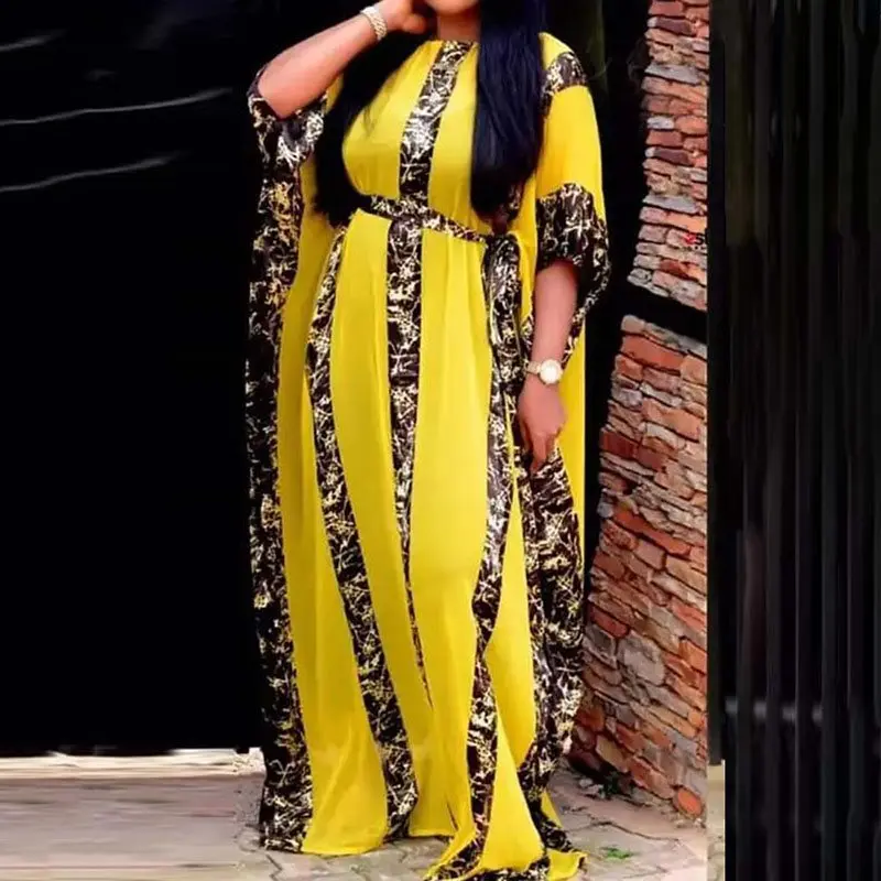 Boho пляжное платье большого размера в африканском стиле с принтом и поясом более d