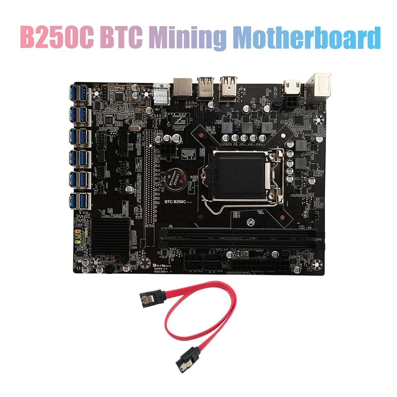 

Материнская плата B250C для майнинга BTC, 12XPCIE в разъем для графической карты USB3.0, LGA1151, поддерживает DDR4, DIMM RAM, компьютерная материнская плата