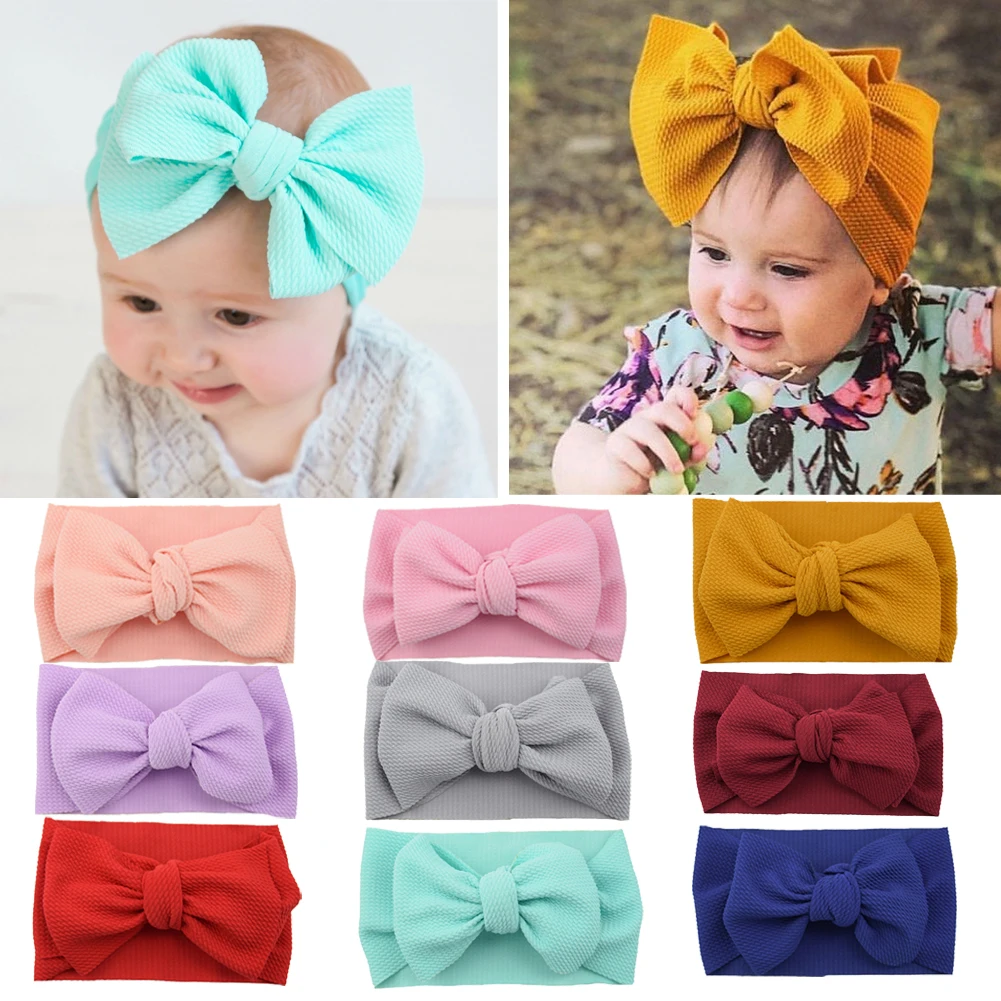 

Baby Girl Fashion Solid Bowknot Headband Newborn Infant Toddler Kids Children Casual Stretchy Hairband Headwear Accessories