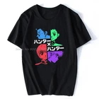 Мужская хлопковая футболка с винтажным принтом The Hunters Hunter X футболка с изображением охотника, уличная одежда в стиле аниме Харадзюку