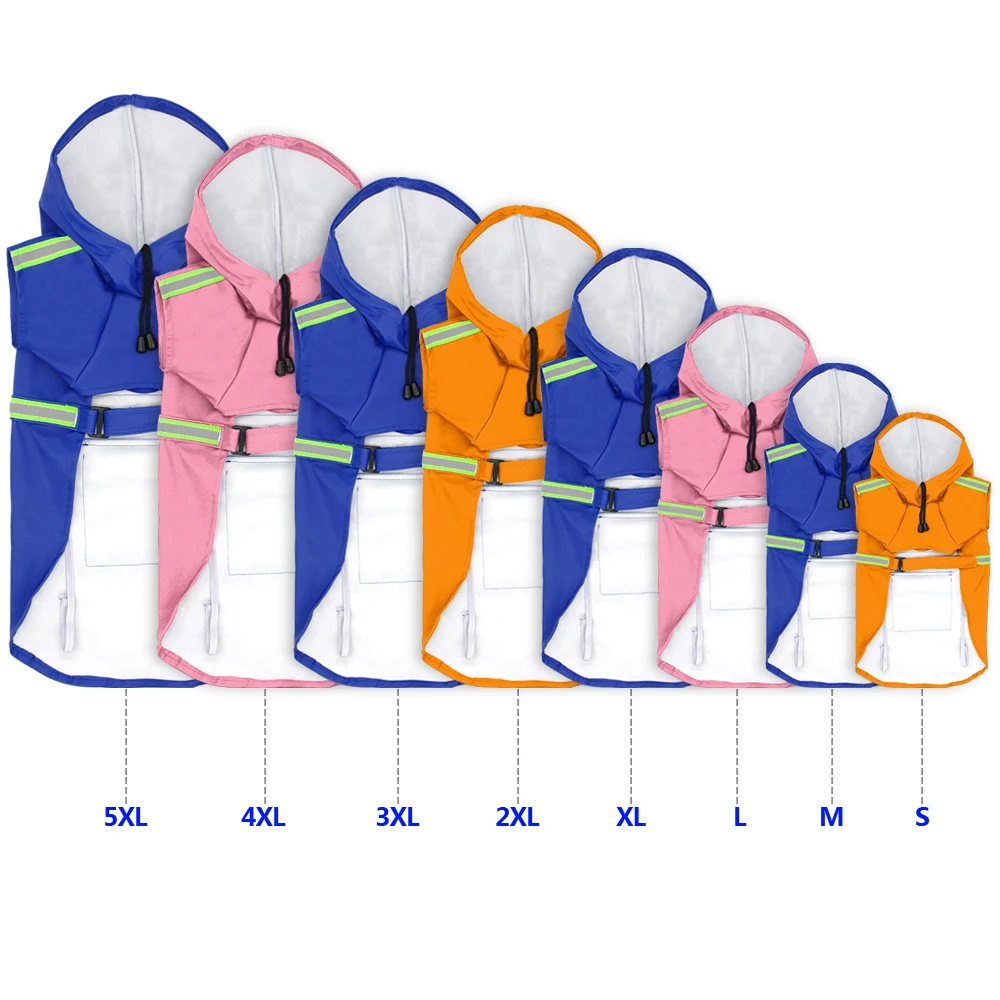 

Reflective Dog Raincoat Waterproof Hooded Pet Clothes For Small Medium Large Dogs Jacket Coat Puppy Jumpsuit Dog Accessories
