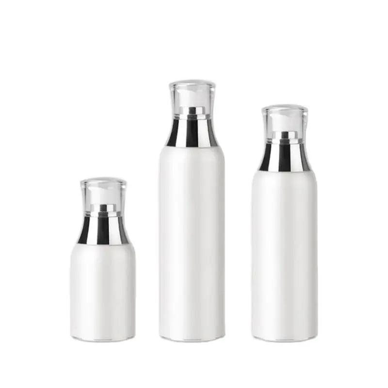 120ml High Quality Vacuum Pump Bottle Column Makeup Tool White Acrylic Lotion Bottle Refillable Emulsion Travel Container 12pcs