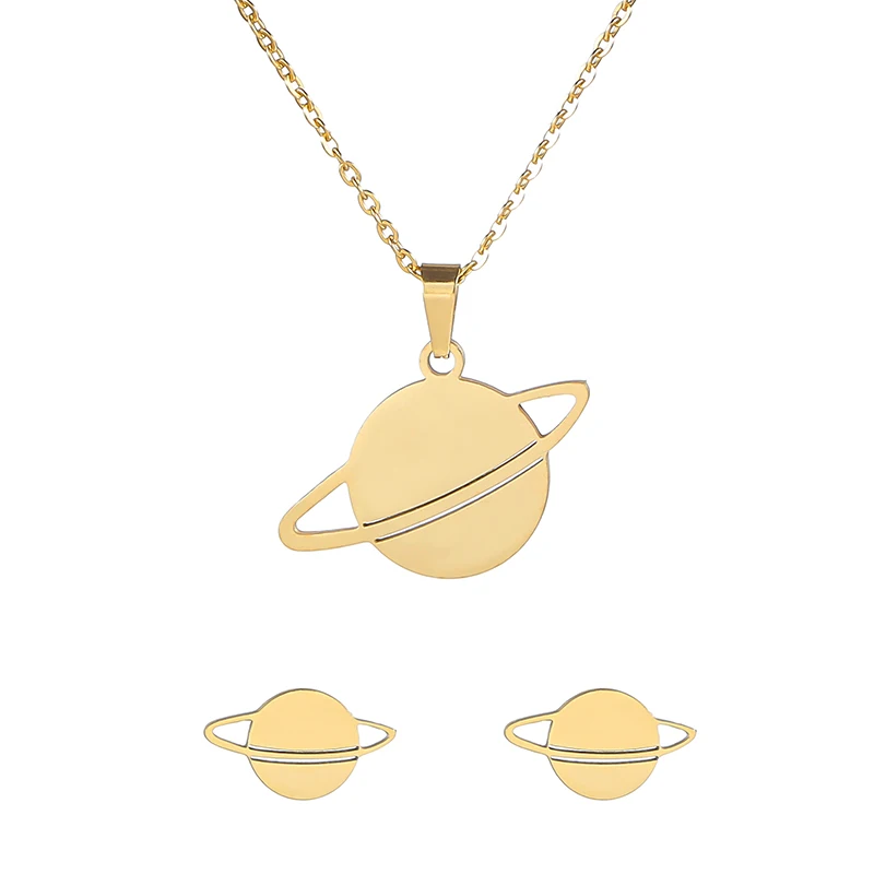 Комплект ювелирных изделий для женщин ожерелье и серьги из нержавеющей стали в