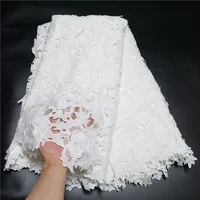 latest 3d pure white guipure lace soft classic skin friendly african eembroidery cord fabric for wedding dress nn868_v