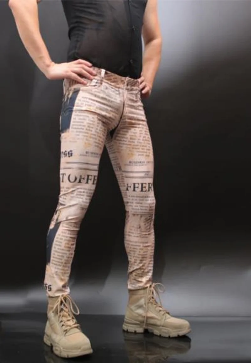 Леггинсы мужские облегающие повседневные штаны-карандаш в ковбойском стиле с