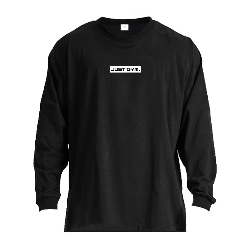 

Mens Loose Oversized Long Sleeve T-shirt Fashion Dropped Shoulder Retro Fitness T Shirt Autumn Gym Bodybuilding Tops Tees
