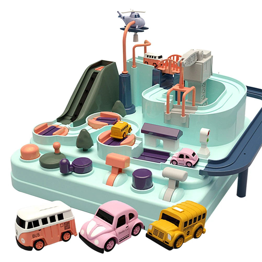 

Boys Racing Train Tracks Rail Cars Adventure Manual Plastic Racing Adventure Track Car Rail Toy Puzzle Preschool Education Toy