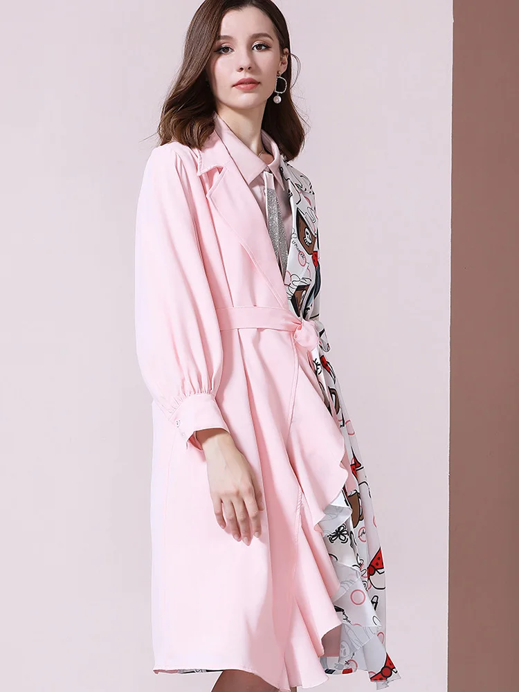 Розовое тонкое Трендовое пальто для женщин мода подиума Европейская и