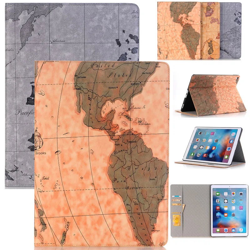 Чехол с откидной крышкой и принтом карты для iPad Pro 12 9 2017 чехол A1670 A1671 со слотом