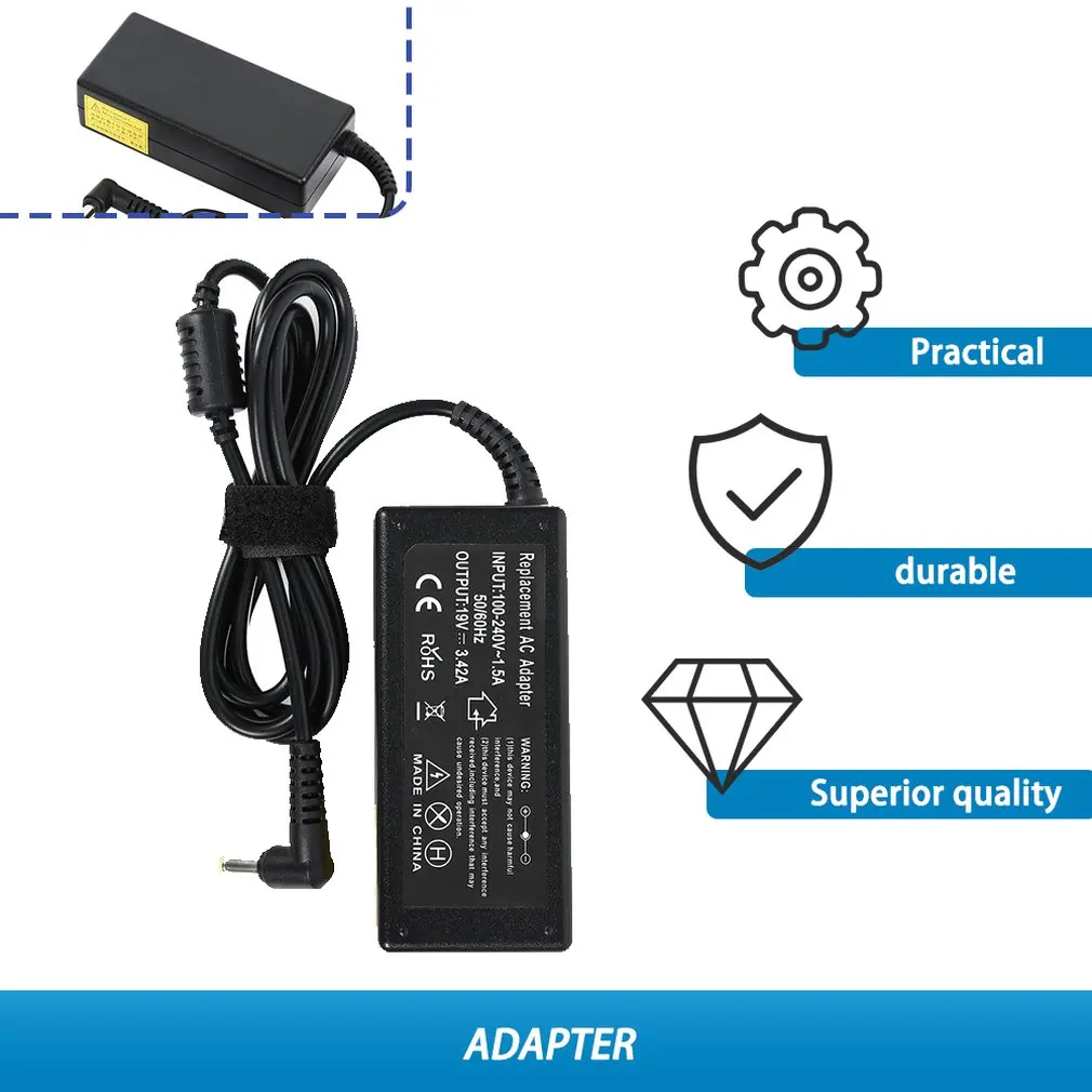 

1pcs 65W 19V 3.42A Overvoltage protection Adapter Laptop Power Supply AC Adapter Charger for / Eletronic Computer AC Adapter