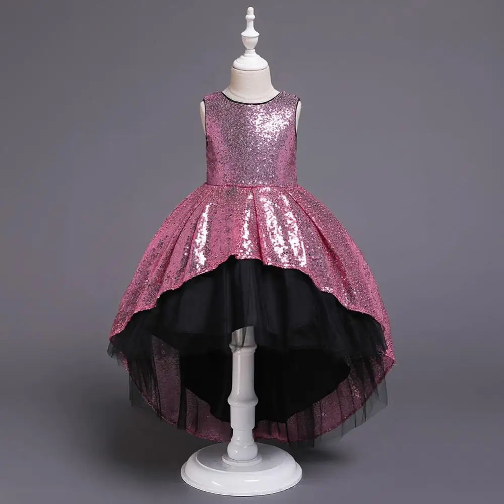 Детское платье с блестками коктейльное принцессы без рукавов большим бантом