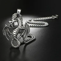 a song of ice and fire retro flame dragon mens pendant necklace popular personality punk flying dragon pendant chain for men je