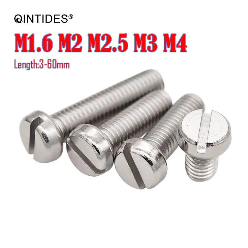 Винты QINTIDES M1.6 M2 M2.5 M3 с шлицевой головкой шурупы из нержавеющей стали 304|Винты| |
