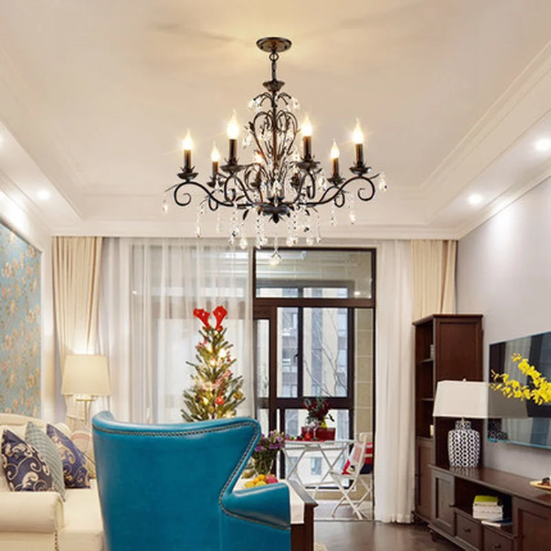 Винтажная люстра с подсветкой из кованого железа свадебное украшение черные