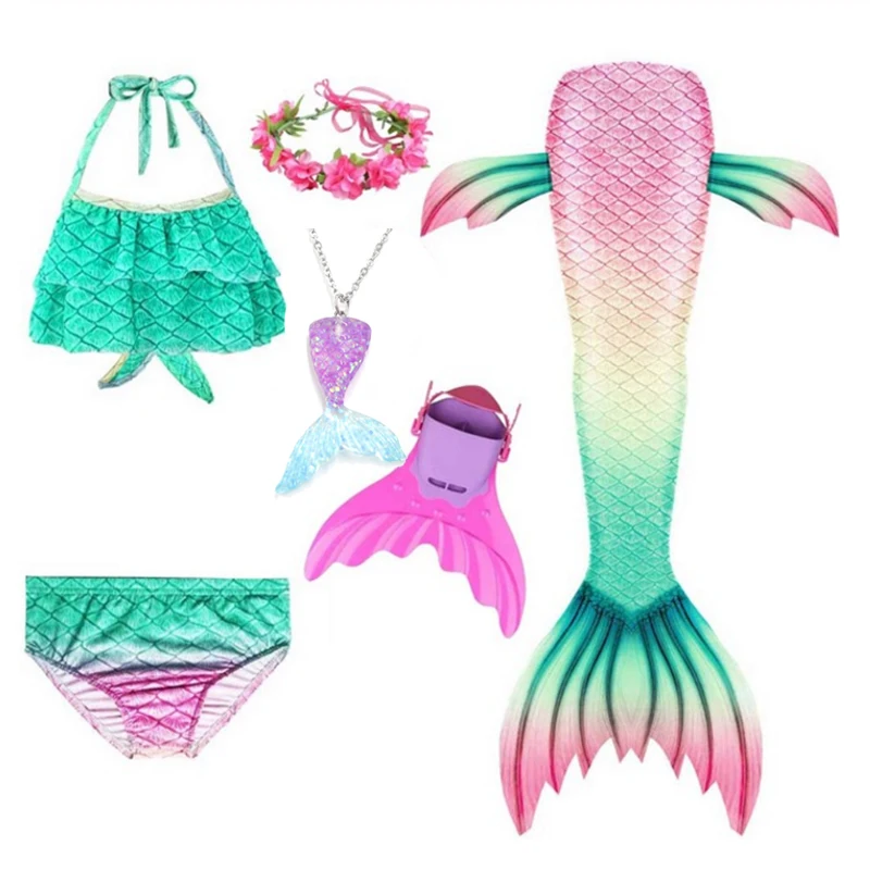 Костюм для купания с хвостом русалки девочек Детский костюм косплея