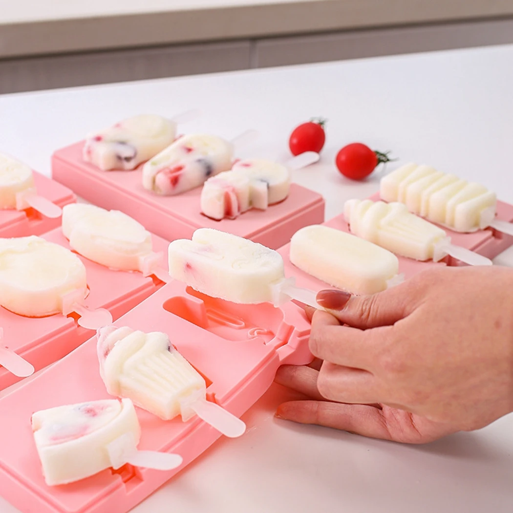 

1 set With Cover Popsicle Mold Silicone DIY Popsicle Homemade Mold A Variety Of Shapes Portable Ice Cream Mold Kitchen Tools