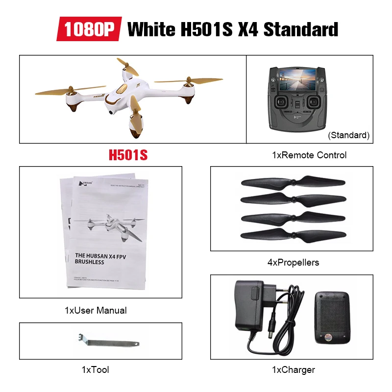 White Standard Hubsan H501S H501SS X4 Pro 5,8G FPV Бесщеточный W/1080 P HD Камера gps RTF Follow Me режим Quadcopter для радиоуправляемых вертолётов дронов - Цвет: White Standard