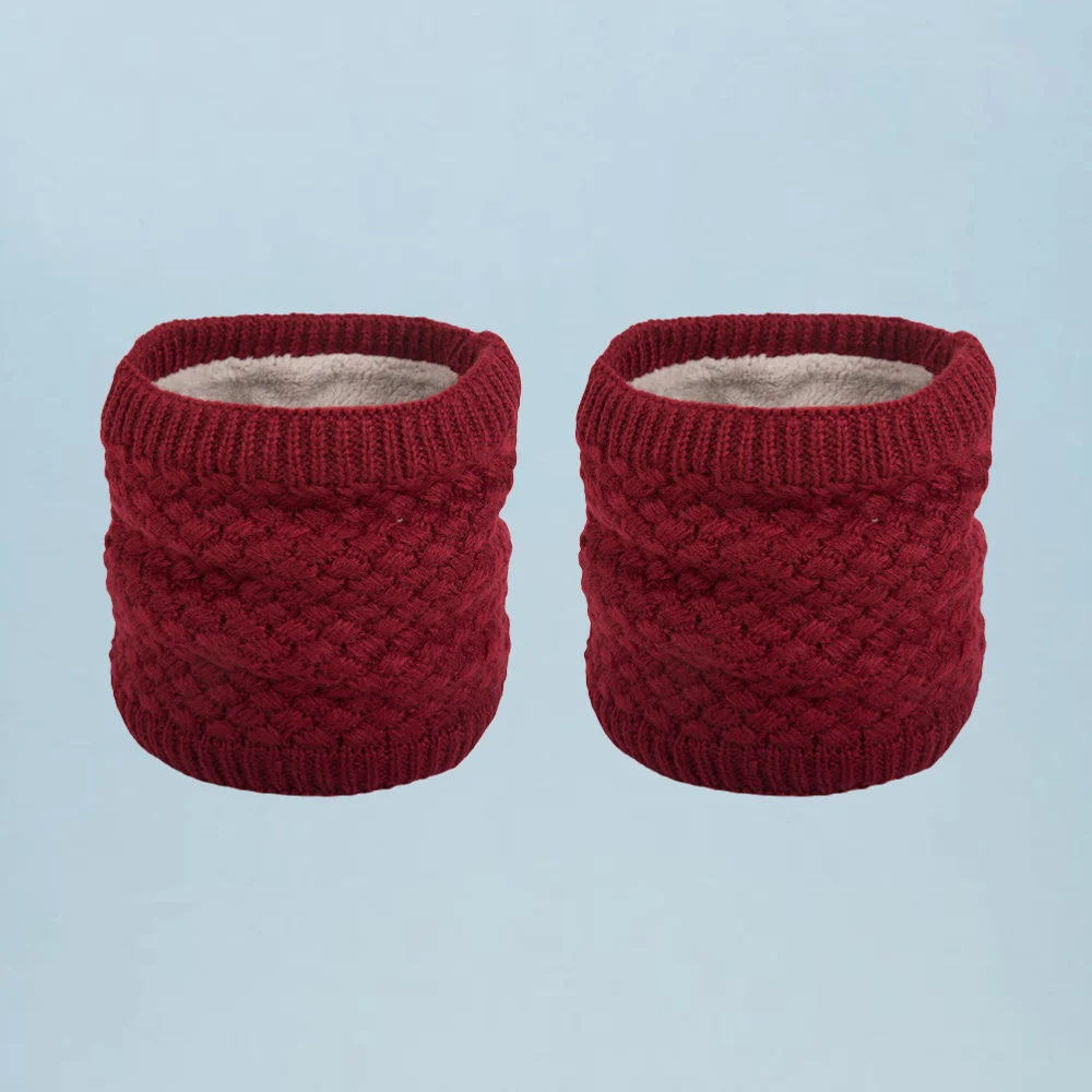 

2pcs Autumn Winter Double Layers Plush Scarf Outdoor Neck Warmer Circle Scarf Lanital Lined Neckerchief (Blue)
