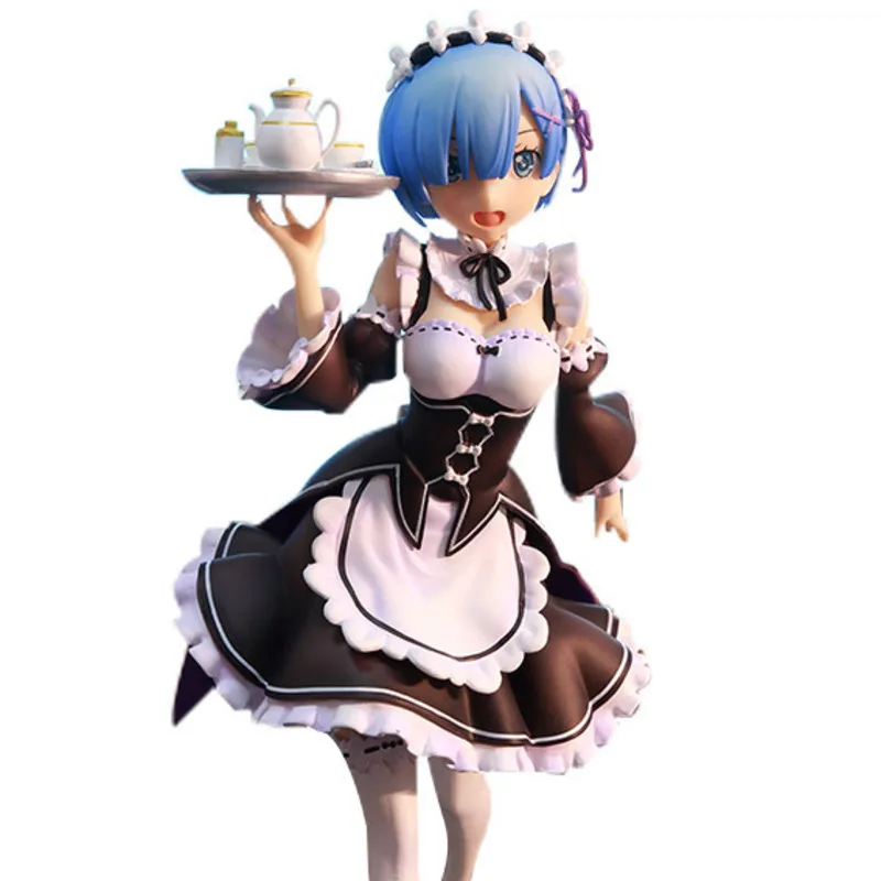 Фигурки аниме Re:Life A Different World From Zero Rem Ram Mop Tray Maid 24 см|Игровые фигурки и