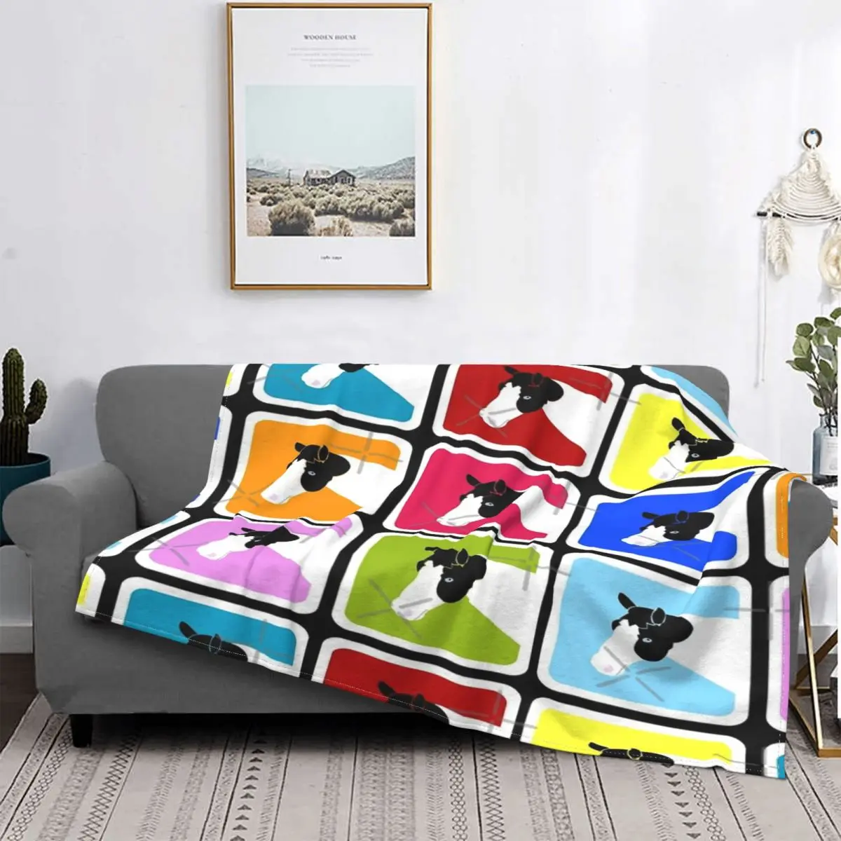 

Manta a cuadros con diseño de caballo y ojos azules, cubrecama a cuadros, colcha de pícnic, cubierta de cama