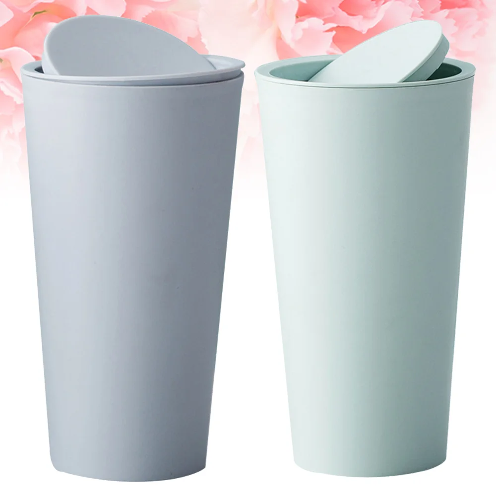 2 шт. мини настольный мусорный бак качения мусора для офиса (светильник зеленый и