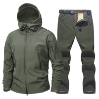 shark skin soft shell jackets suit men winter thermal fleece tactical jackets outdoor hooded coat waterproof hiking jackets men