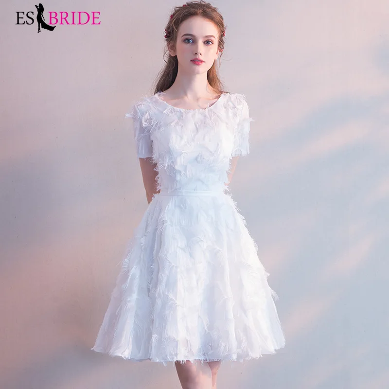 Белое простое Новое поступление Короткие вечерние платья для студентов