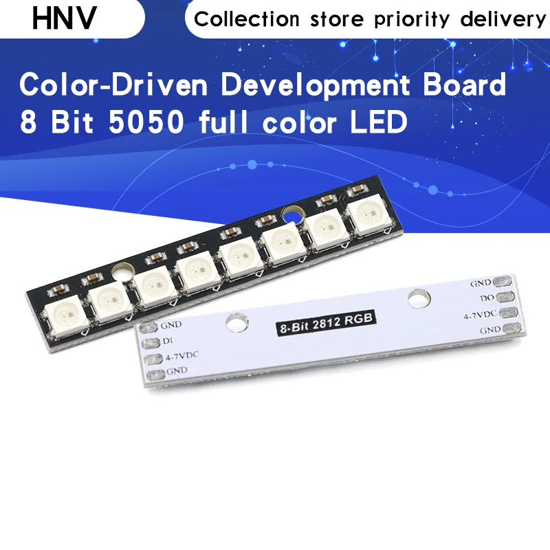

10pcs 8Bits 8 Channel WS2812b 5050 RGB LED Lights Built-in Full Color-Driven Development Board