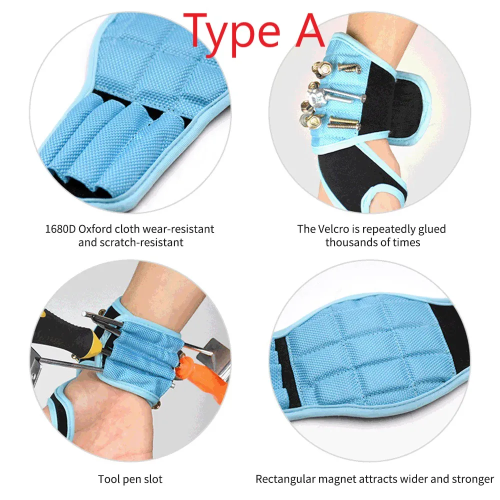 Magnetic Wristband Tool Bag For Screw Nail Nut Bolt Drill Bit Organizer Storage Repair | Инструменты