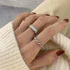 925 пробы серебро геометрической формы тайский Серебряные кольца для Для женщин с переплетенными линиями Регулируемые кольца ювелирные изделия Новые