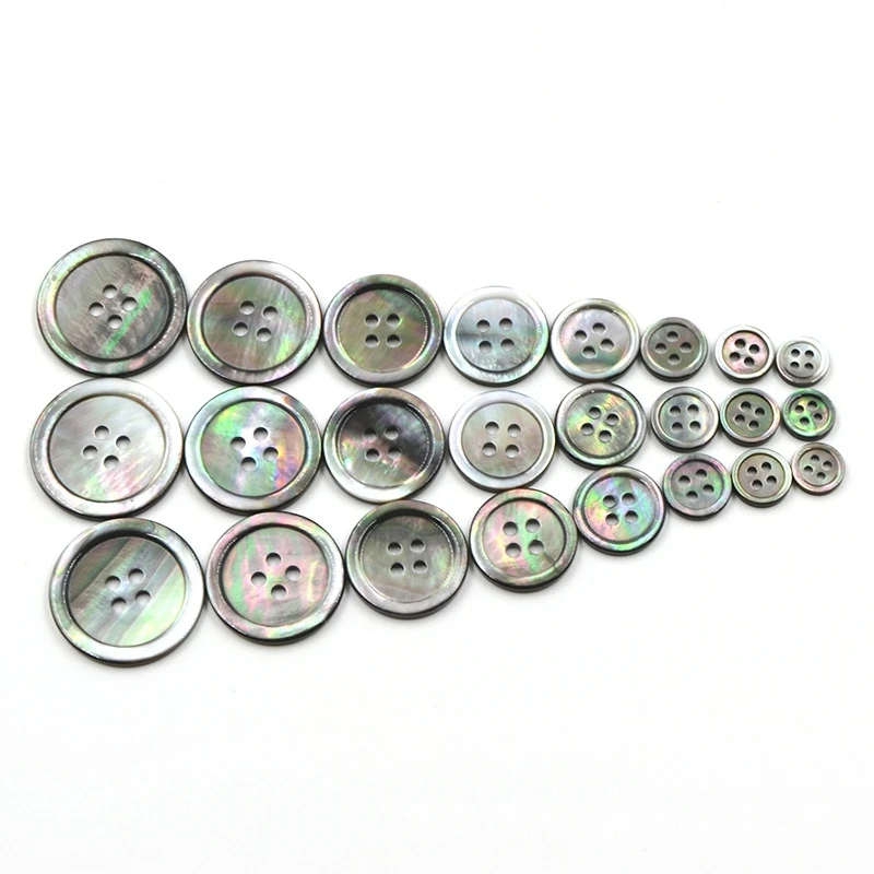 10 шт. пуговицы из натуральной ракушки черные бабочки круглые с четырьмя глазами