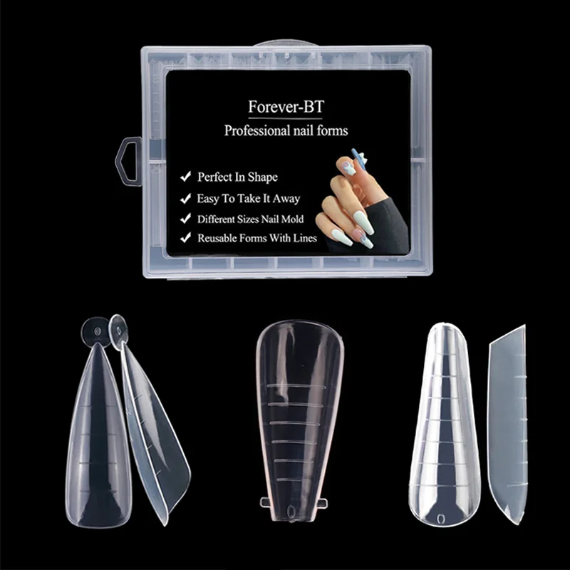 

240/120Pcs Full Cover Nail Gel Mold DIY Poly Nails Art UV Builder Gel Extension Stilettos Reusable Nail Forms