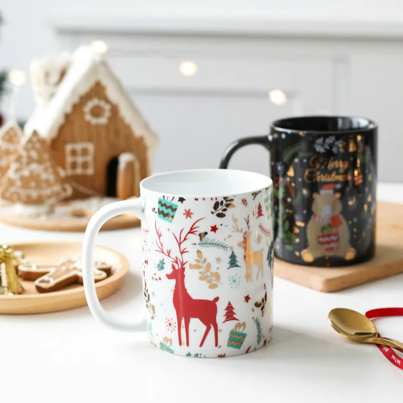 Рождественская керамическая кофейная кружка современный подарок милая Ретро