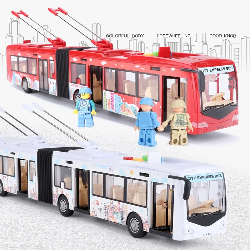 

Electronic City Bus City Tour Bus Music Light Car Pull Back Bus Inertia Traffic Model Toy for 3+ Years Children