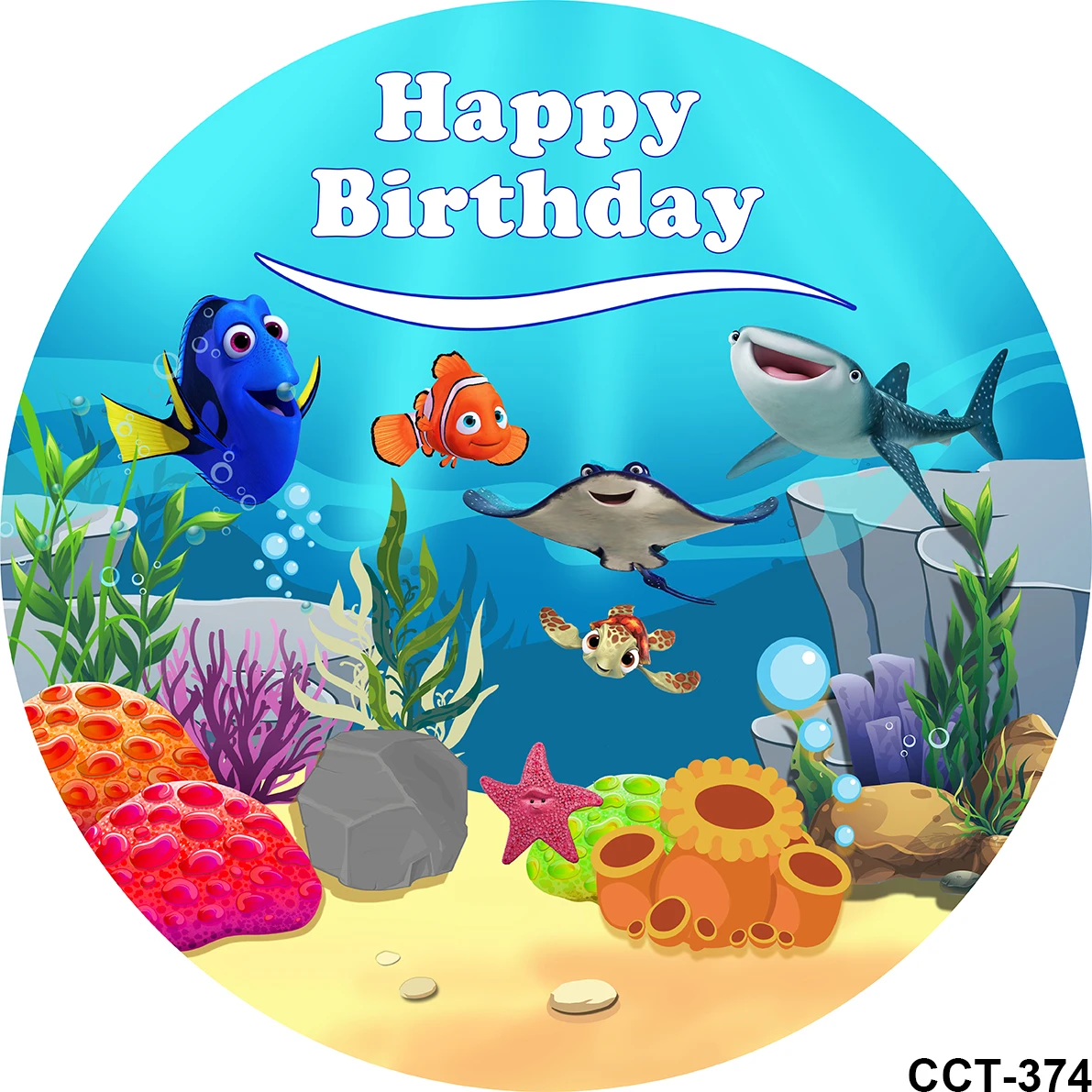 

Finding Nemo Blue Undersea Fish Photography Round Background for Baby Photocall Seabed Party Backdrop Children Photo Studio