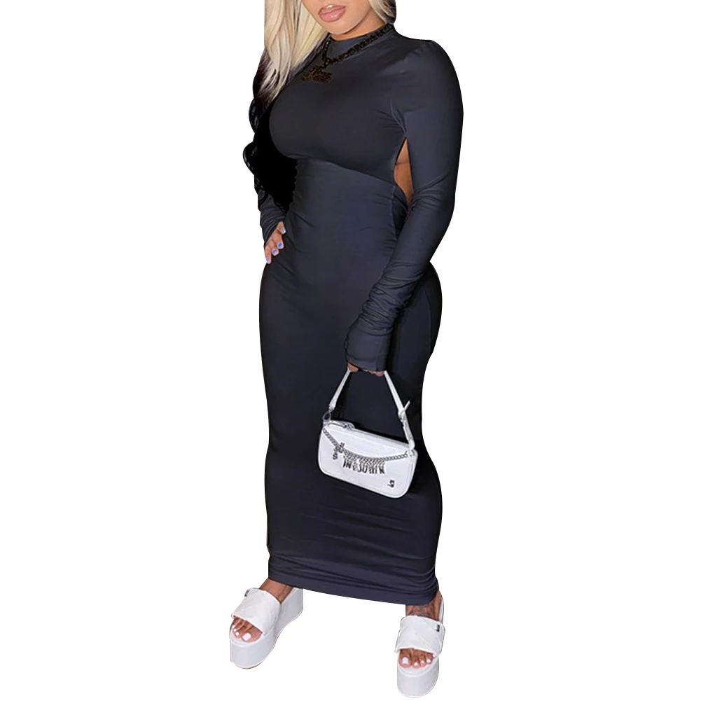 Женское длинное платье с длинным рукавом высоким воротом|Женские платья| |