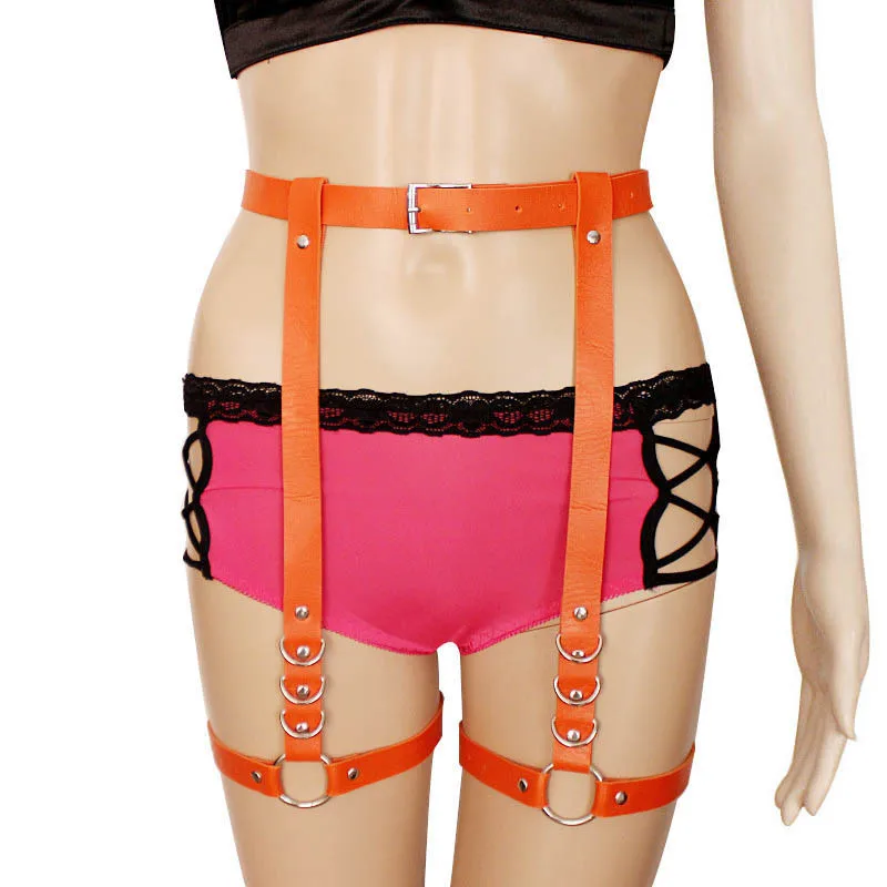 Ремень женский кожаный в стиле панк Готическая подвязка пояс со съемными