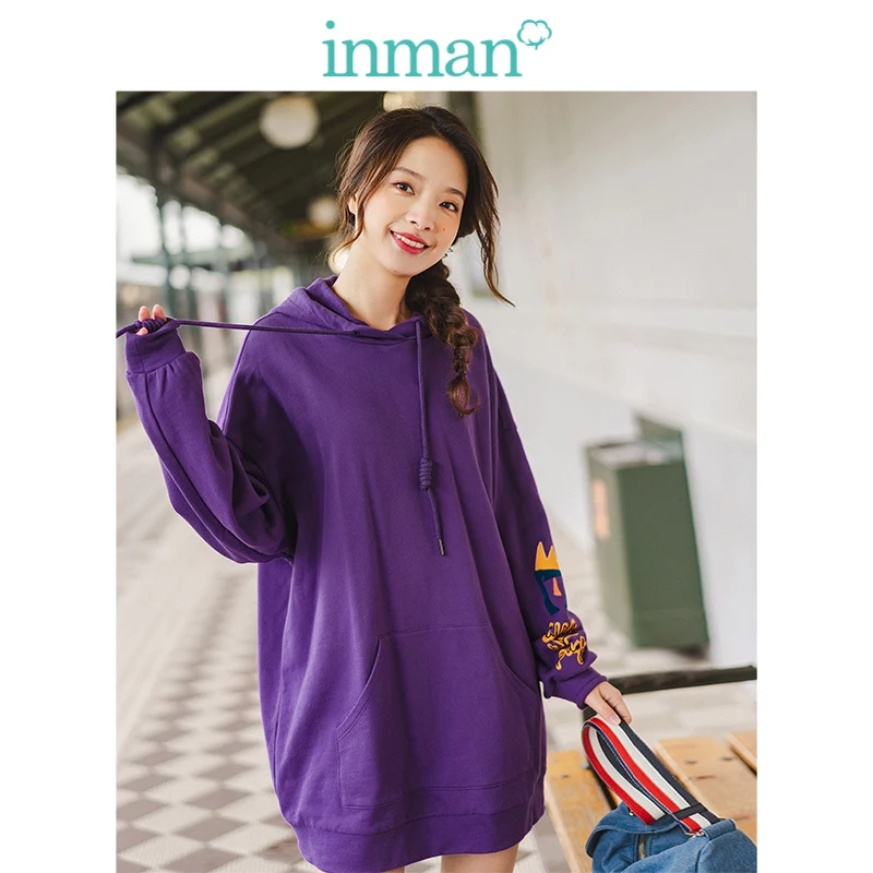 INMAN осень 2019 Новое поступление одноцветные 100% хлопок свободные BF стиль с