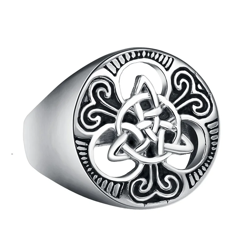Silver Valily, золотые цвета, ирландские кельтские узлы, кольцо из титана, нержавеющая сталь, Винтаж, панк, Ретро стиль, байкерское кольцо для мужчин и женщин - Цвет основного камня: Silver