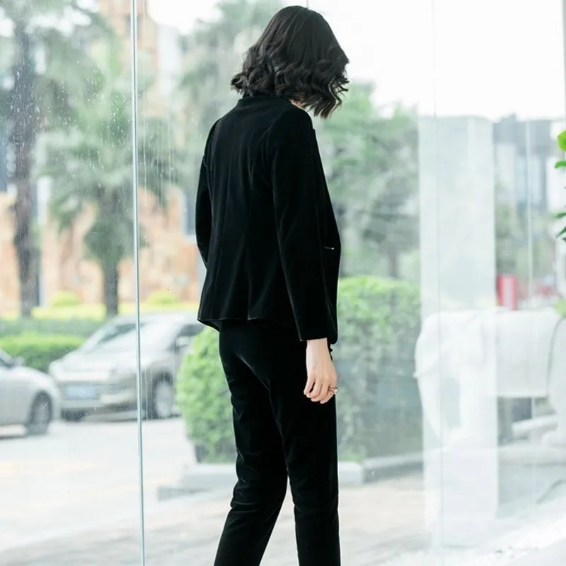 

Elegant Business Suits Ladies Female Tailor Set Trouser Suits For Womens Formal Solid Single Button 2 Piece Blazer+Pant OL Style