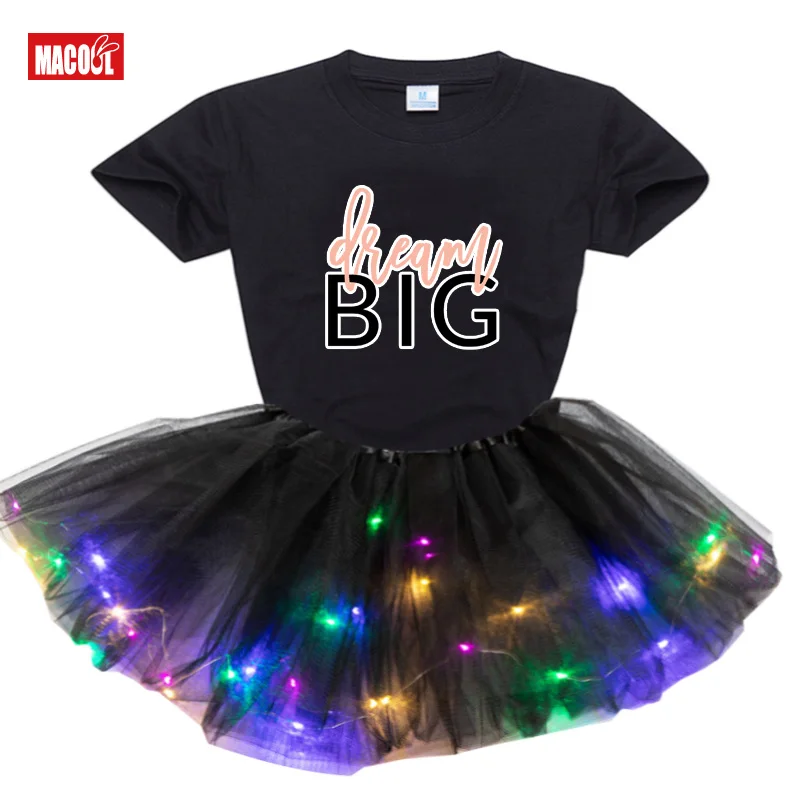 

Dress 2021 Summer Autumn Kids Baby Girls Cotton Tops Girls Clothes Short Sleeve T-Shirt+Dress 2Pcs Children Dress Suits